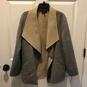 Talbots Gray and Tan Open Front Blazer